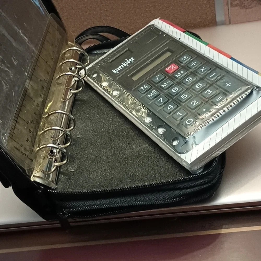 Faux leather black 2 zipper 2 pocket unisex organizer
